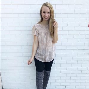 Loft blush pink velvet top